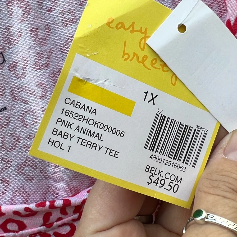 CABANA BY CROWN & IVY Easy Breezy Baby red pink Terry Tee Womens 1X NWT NEW - Picture 6 of 8